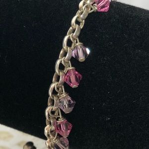 Sterling pink and purple crystal bracelet